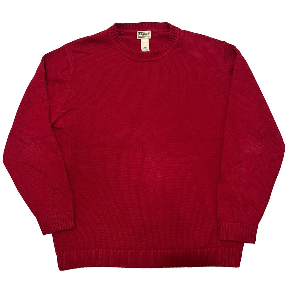 LL Bean Mens Large Knit Pullover Sweater Red